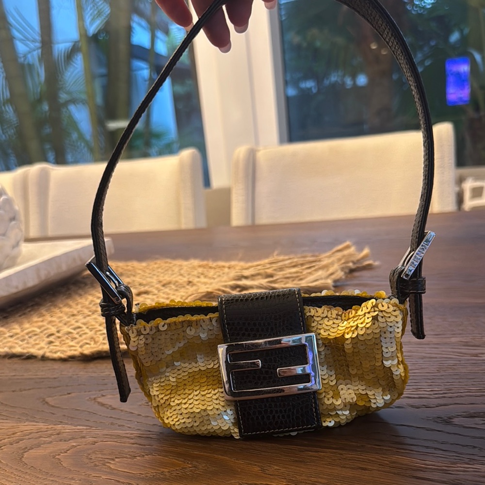 Fendi Gold and Black Sequin Mini Bag